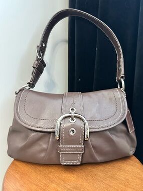 Vintage Coach Soho Flap Bag Brown Leather Y2K Shoulder Bag Silver Hardware